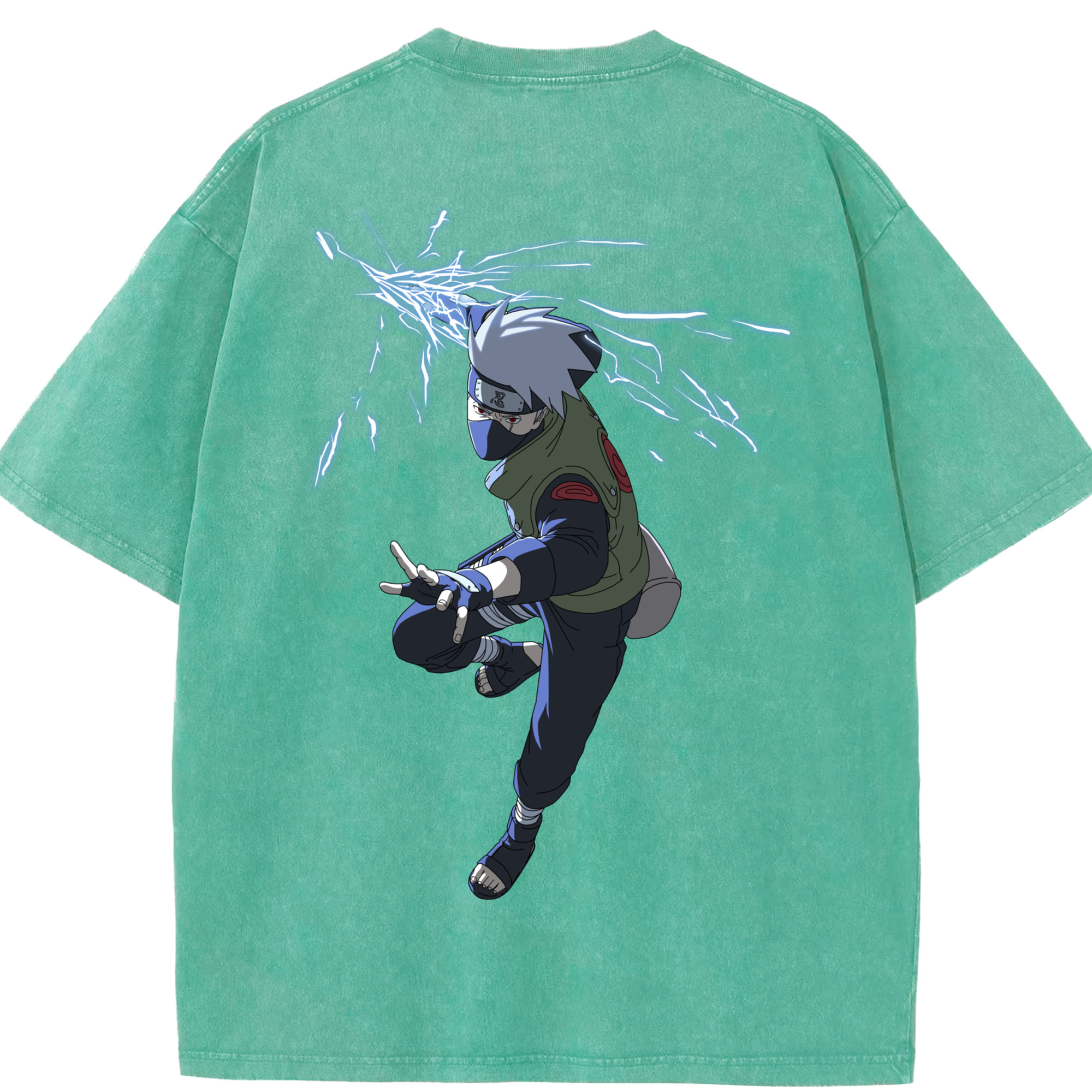 （画像用） NARUTO -ナルト- はたけ カカシ Hatake Kakashi 綿100% ヴィンテージ風 半袖Tシャツ（背面プリント）